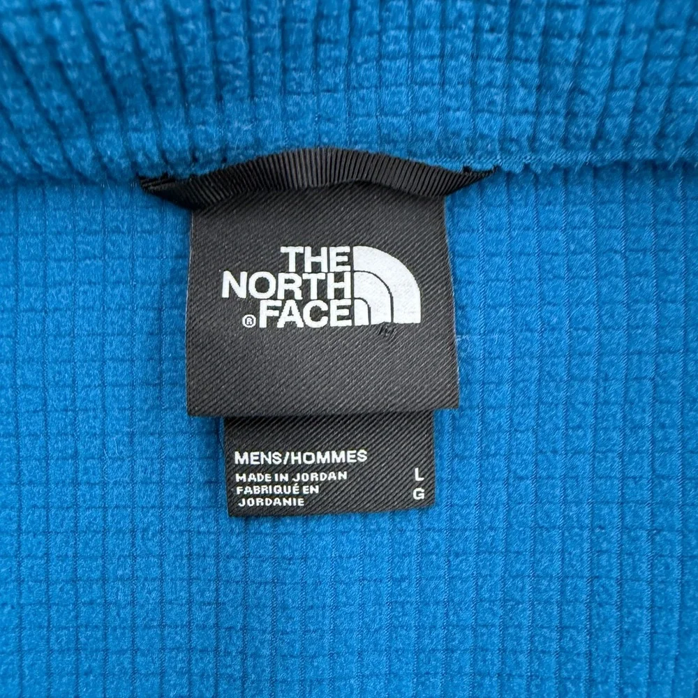The‎ North Face Mens Large Blue Grid Fleece Full Zip Jacket Mock Neck Hiking L